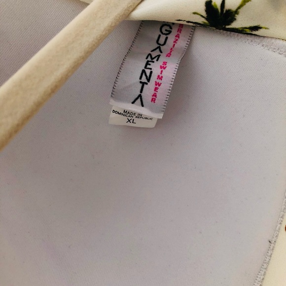 2 piece halter bikini white with palm trees - Picture 6 of 6